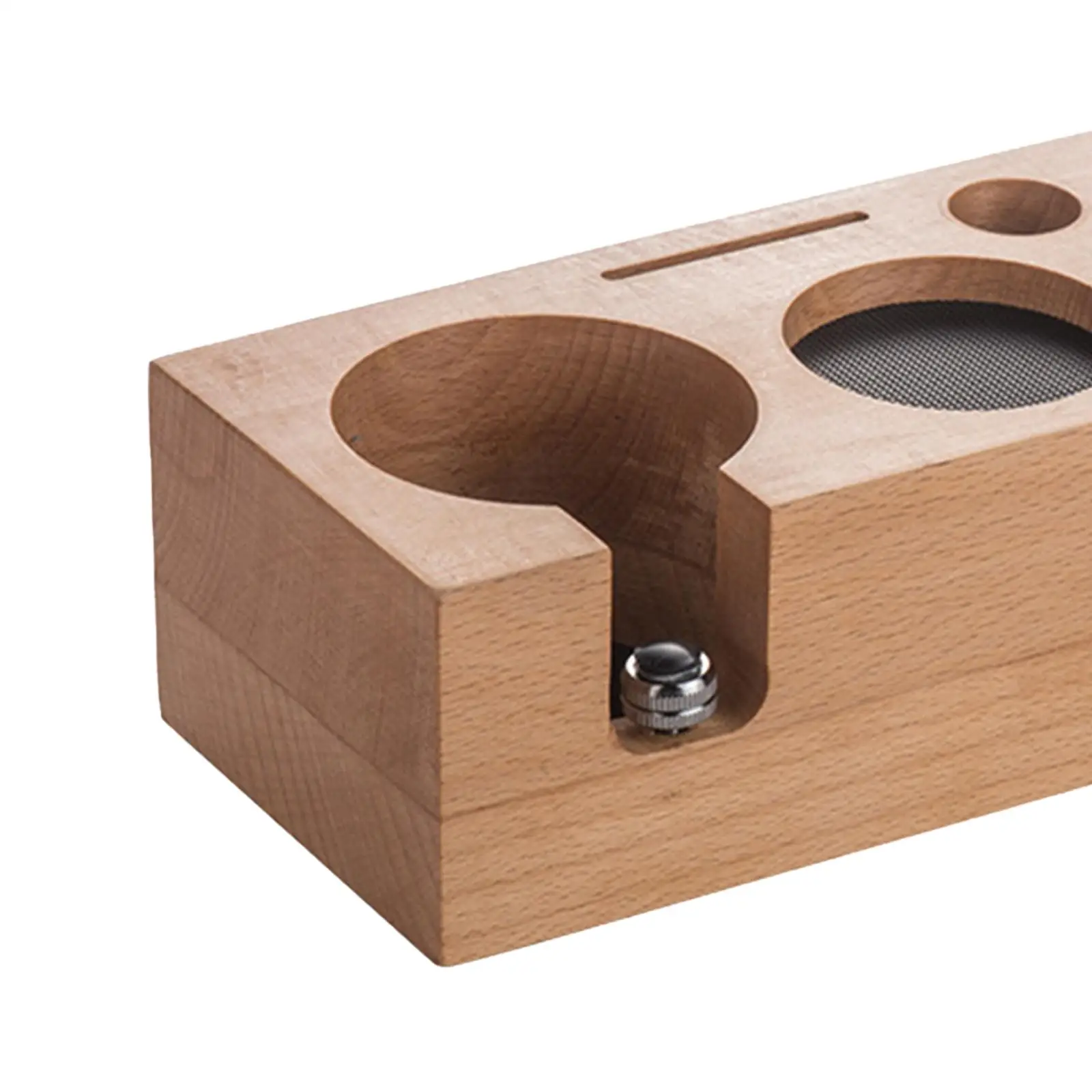 Wooden Espresso Tamper Holder Stand with Portafilter Rest and Filter Basket Rack for Home Barista Use