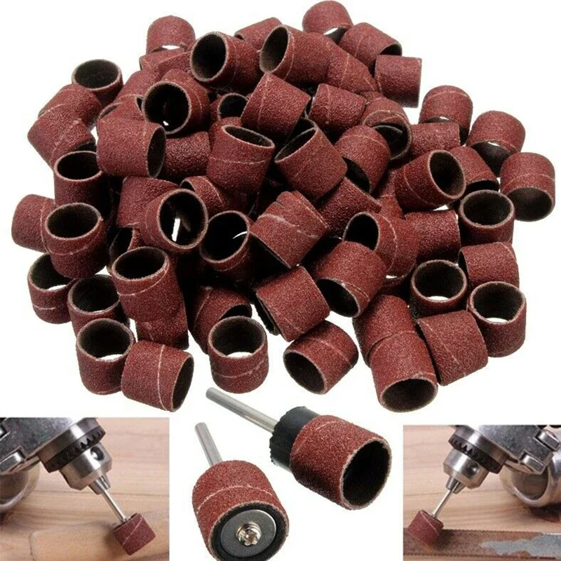 

60pcs Abrasive Tools 12.5mm *12.5mm 80 Grit Sanding Belts + 2 Pcs 1/2" Rubber Mandrel For Wood Soft Metal Grinding Polishing