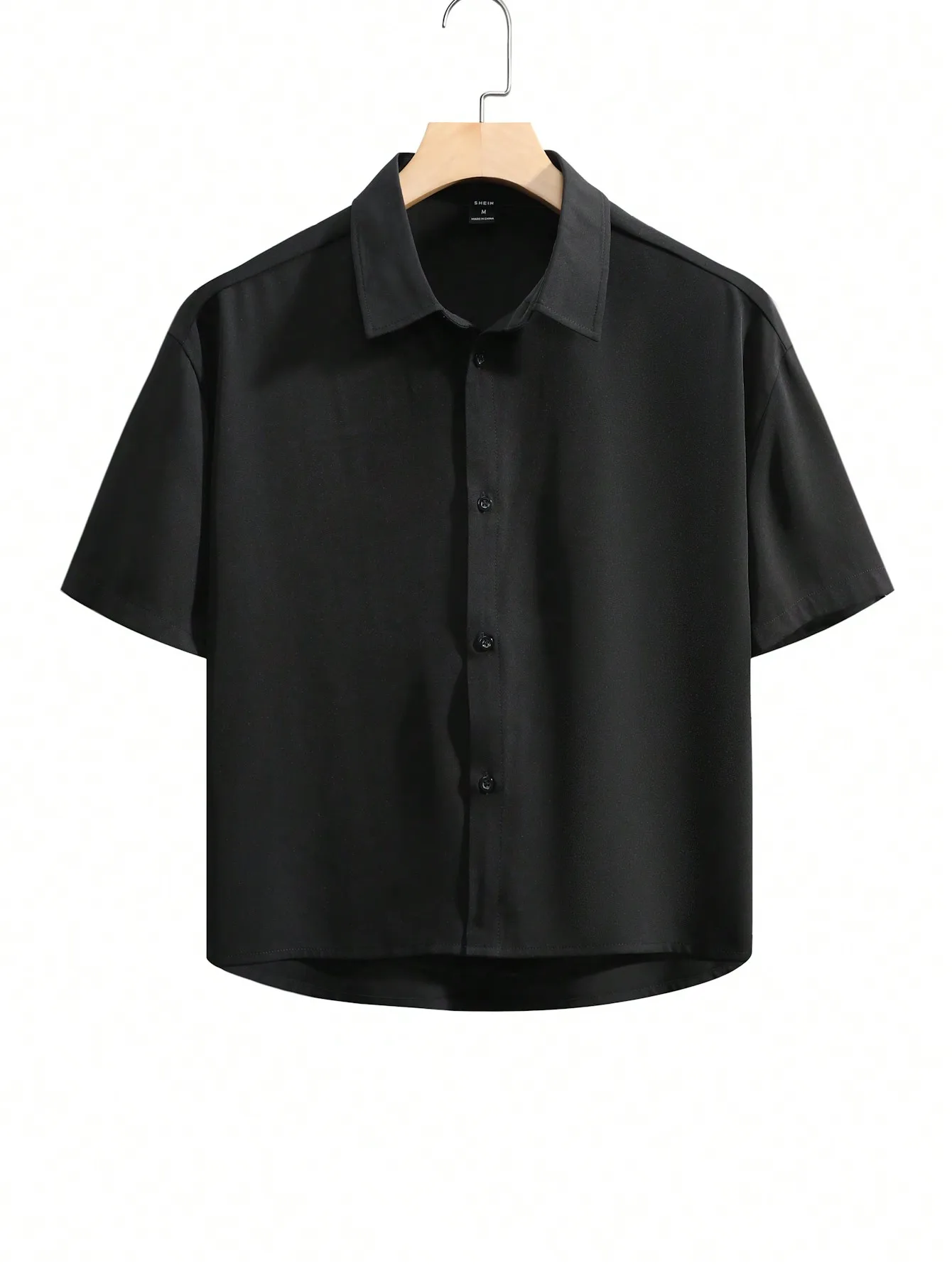 

Men's Black Short Sleeve Button-Down Shirt for Casual or Formal Occasions