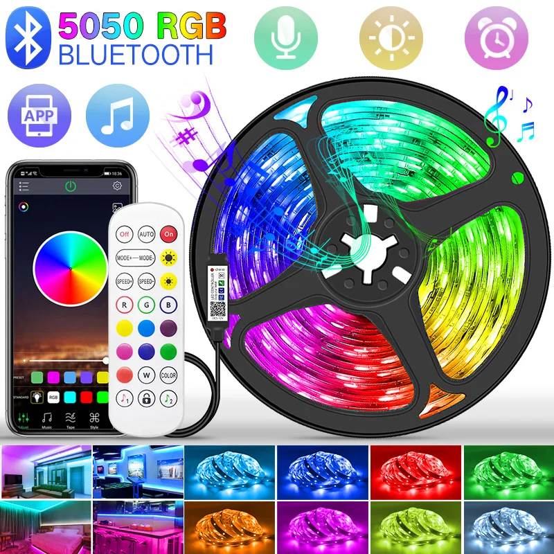 30M 5050 RGB Bluetooth Led Strip Lights WS2812B RGBIC USB led strip TV BackLight Room Decoration Led Tape Diode Flexible Ribbon