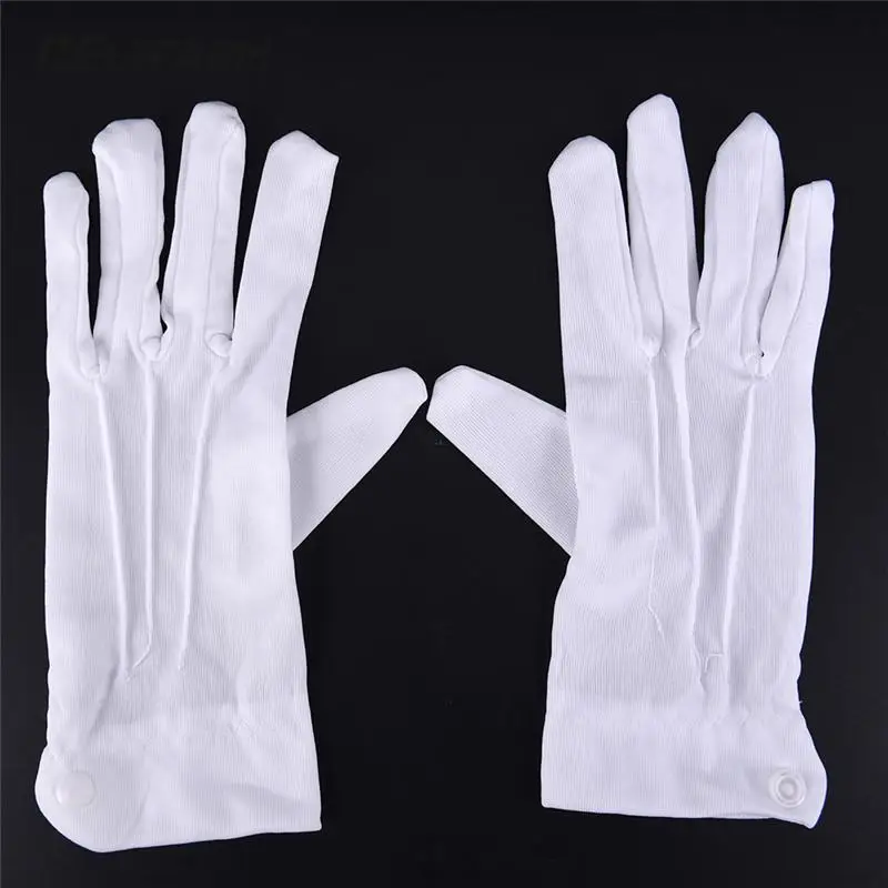 White Cotton Gloves Formal Work Uniform Catering Uniforms Magician Parades Inspection Five-fingers Women Men\'s Work Gloves