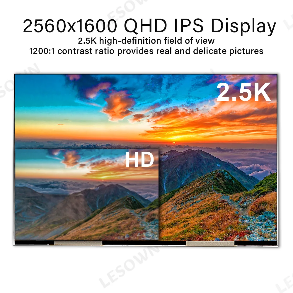 LESOWN 2.5K QHD Screen 8.9 inch HDMI Display Interface 2560x1600 IPS 1200:1 Full Viewing LCD Panel Module for PC Small TV Box