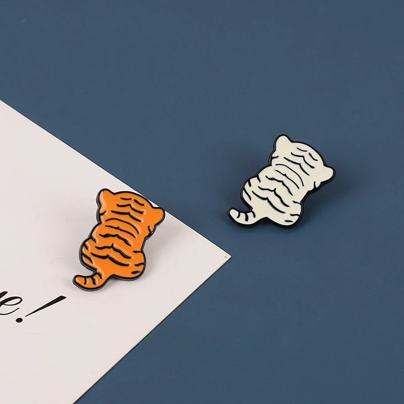 Cartoon Cute Tiger Back Metal Brooch Pin Kids Gift Decorative Badge DIY Clothing Bags Shoes Hat Scarf T-shirt Jeans