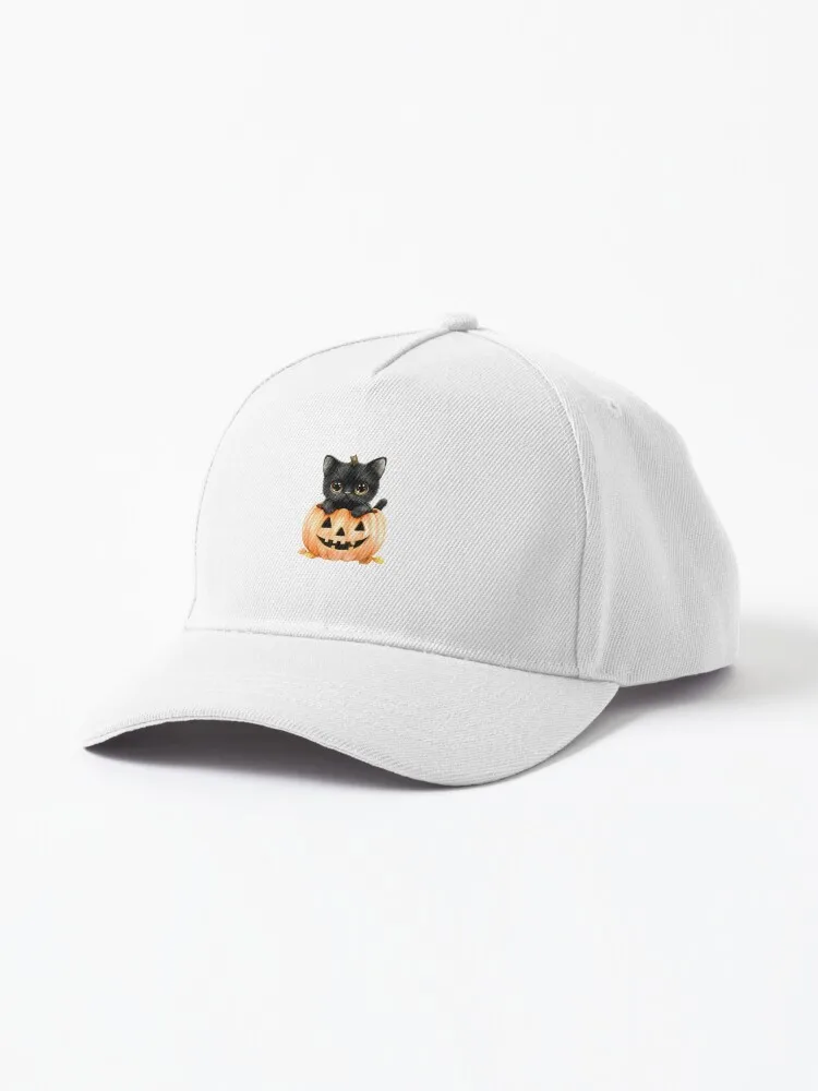 Black Cat Inside Pumpkin Halloween Illustration Cap For Women Men Hip Hop Cap Street Baseball Hat