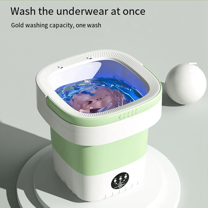 Mini Folding Washing Machine 12L Capacity Automatic Home Portable Multifunction Baby Underwear Washing Machine Durable EU Plug C