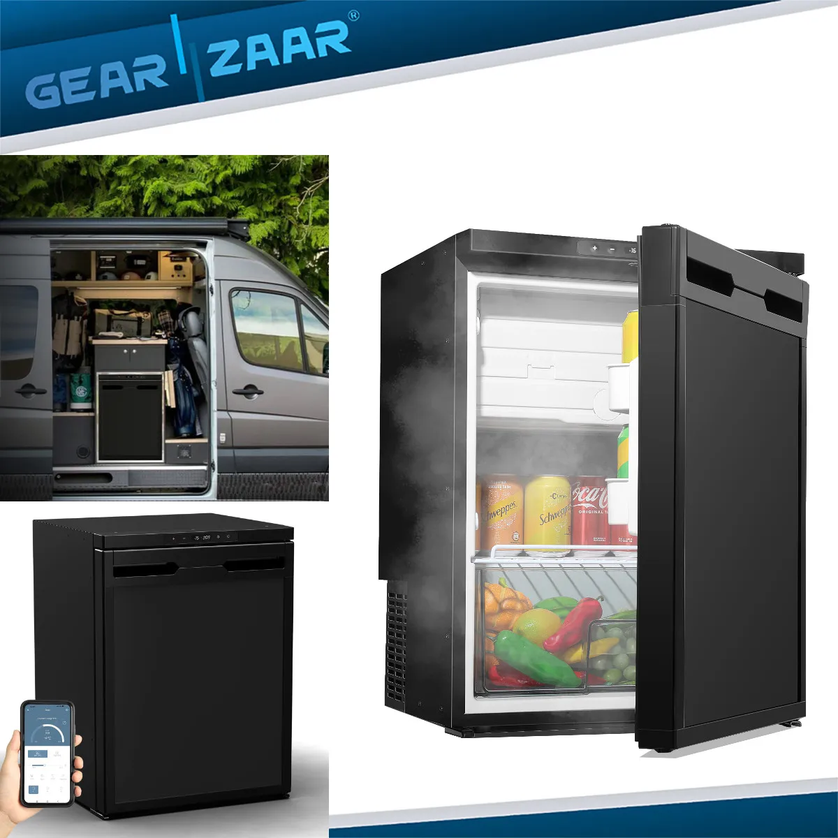 

12 Volt 65L Car Refrigerator Portable Freezer 69Qt Truck RV Fridge APP Control