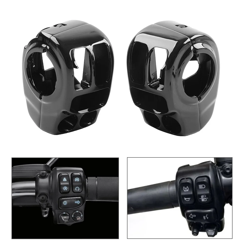 Black Motorbike Left+Right Handlebar Control Switch Housings Cover Kit Aluminum For Harley Electra Glide 2014-2022