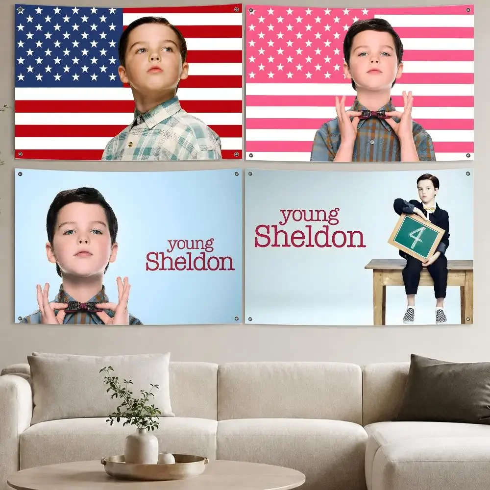 Popular TV Young Sheldon Flags Aesthetic Wall Tapestry Printed Wall Hanging Living Room Party Outdoor Decor