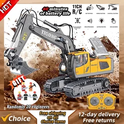 New Children 2.4G Remote Control Excavator RC Model Car Toys Dump Truck Bulldozer Engineering Vehicle Christmas Birthday Gifts