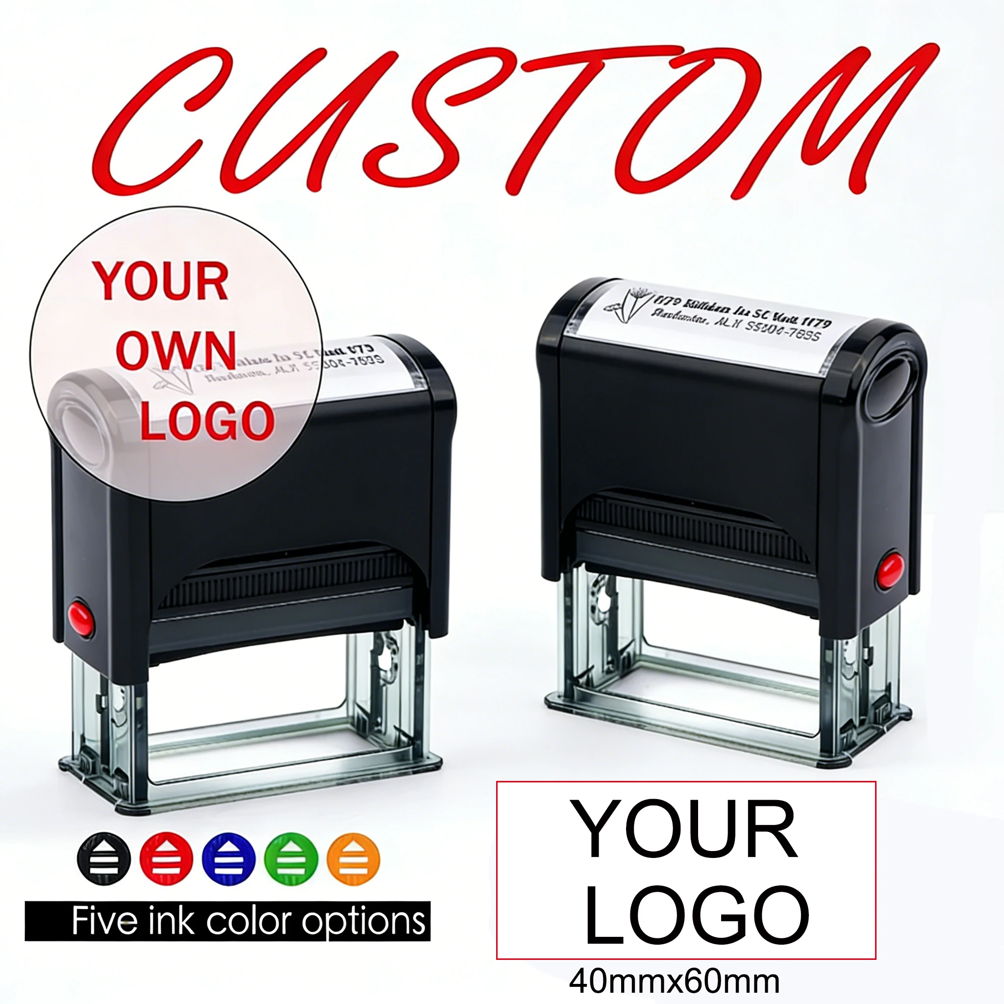 40*60mm Custom Stamps with Images, 5 color ink Large-Sized Stamps, Square Stamps, Supporting The Customization of Corporate Logo