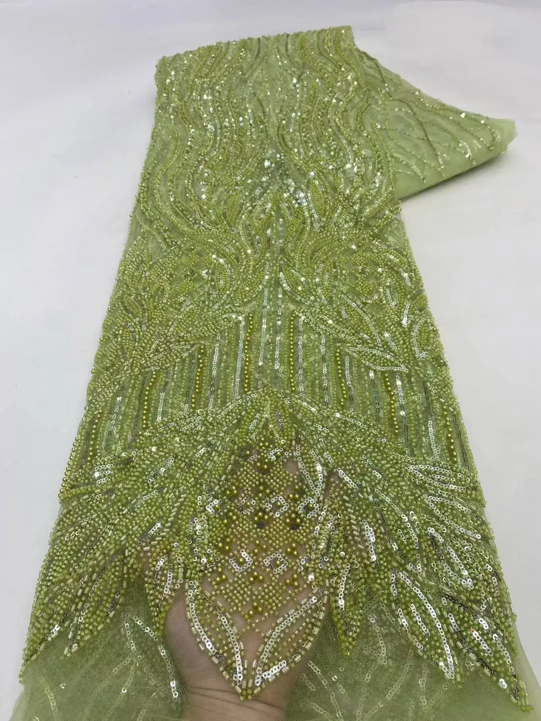 

Элитная французская сетчатая ткань с бисером и кружевом, высококачественные африканские кружева с пайетками для свадебных платьев в нигерийском стиле, для шитья, 2026 год