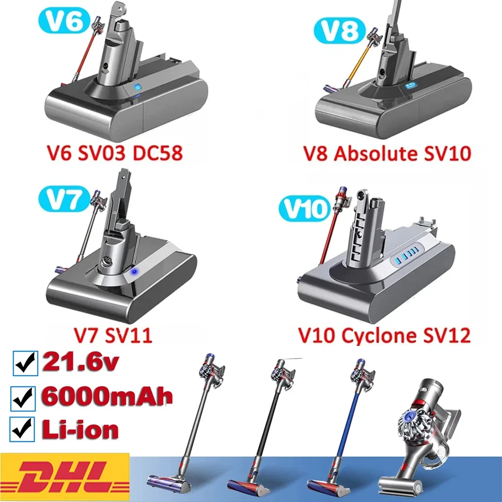 

Аккумулятор для пылесоса Dyson V6 V7 V8 V10, 21,6 в, 8000 мАч