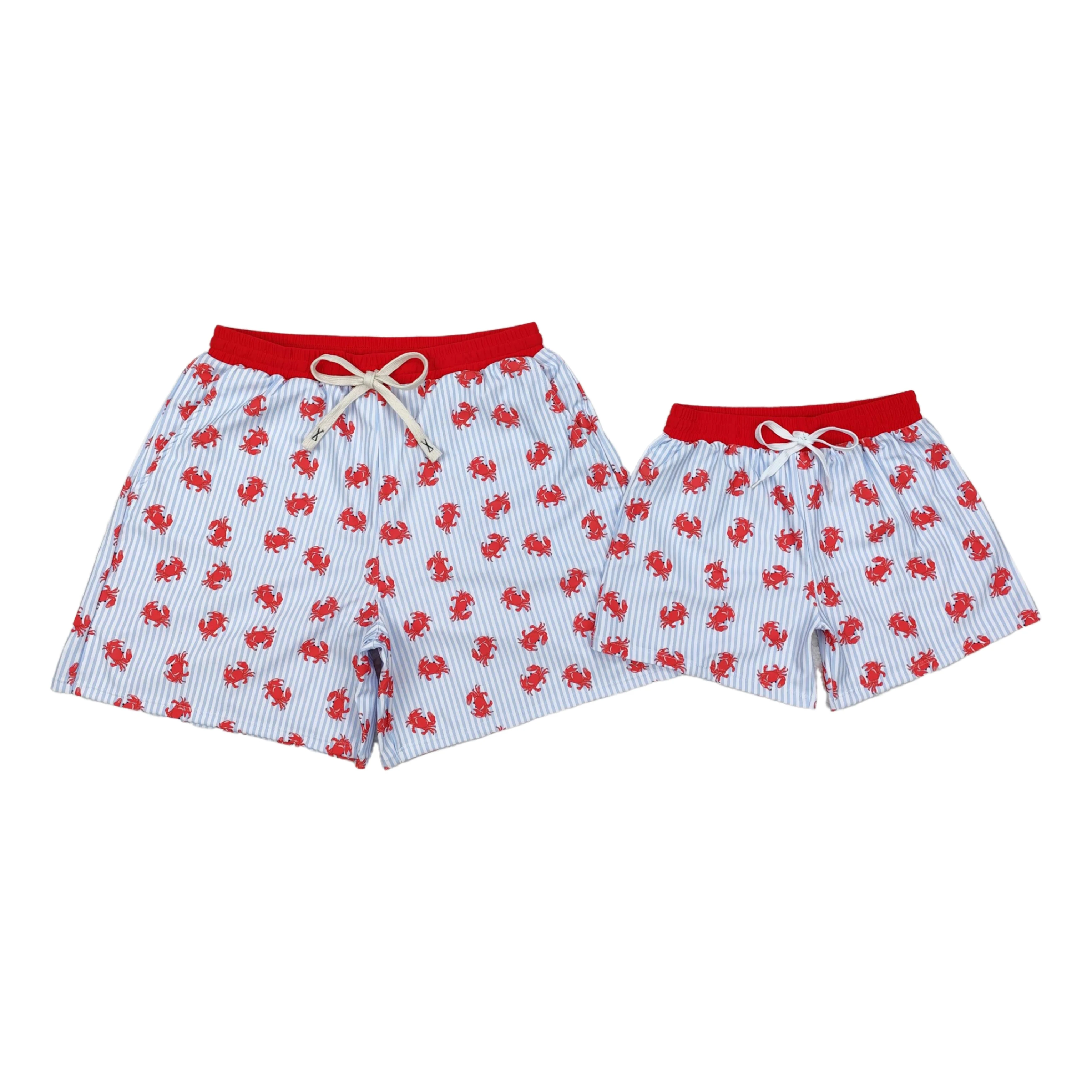 Wholesale Baby Boy Adullt Men Crabs Deer Beach Swimming Trunks Beachwear Shorts Summer Swimwear Bottoms Parent-child Matching