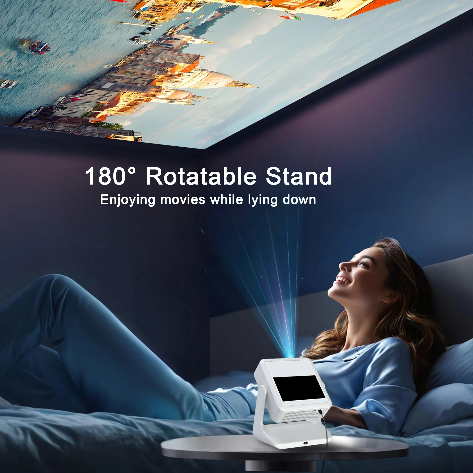 Proyector, Proyector WiFi Inteligente 4K 1080P, HDMI USB, Perfecto para Viajes, Aula y Juegos FIFA con Amigos