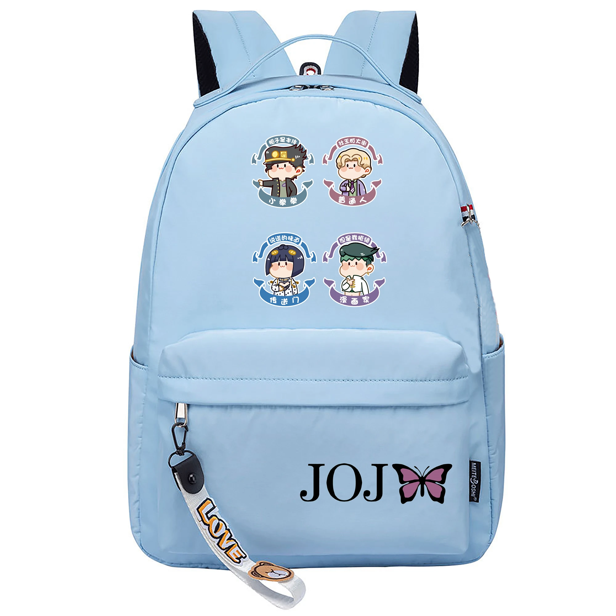 JoJo's Bizarre Adventure Women Daypack Pink Bookbag Nylon School Bags for Teenage Girls Cute Travel Bagpack Small Shoulder Bags