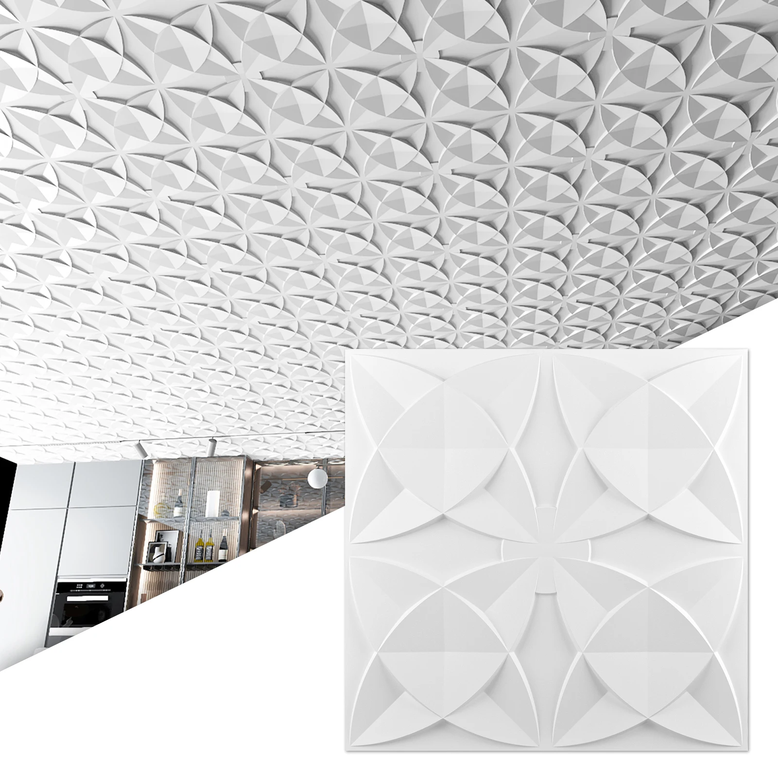 

Art3d 12 шт. белая потолочная плитка с цветочным принтом 2x2 фута, декоративные панели из ПВХ склеиванием, подвесной потолок для гостиной, спальни