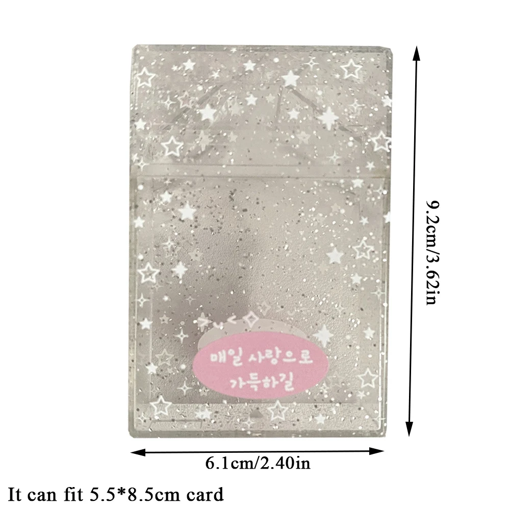 Acrylic Photo Card Storage Box Ins Sparkling Star Photocards Organizer 9.2x6.1cm Flip Up Small Card Box Photocard Packaging Case