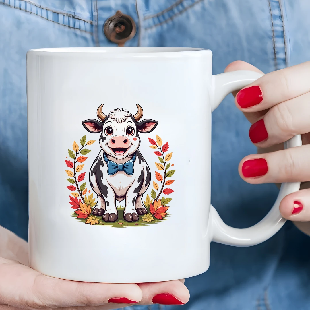 

11oz cartoon cow mug kids' hot & cold beverage cup Christmas gift family & office mug