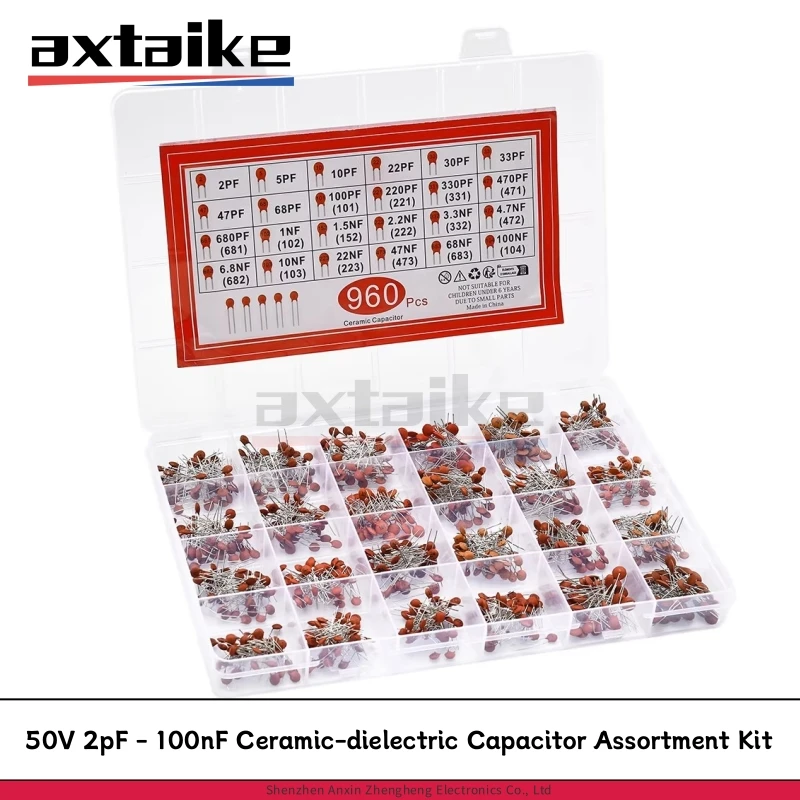 

960 шт., 24 значения, 50 В, 2 пФ - 100 нФ, набор керамических диэлектрических конденсаторов, 100 пФ, 1 нФ, 10 нФ 101 102 103 104 22 33 47 47 471 221 331