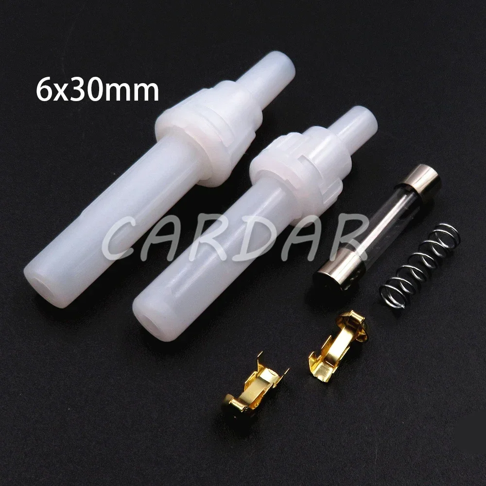 1 Set 6x30mm 6*30mm White Lantern Type Fuse Holder BX3012 BX3012A AC Assembly Screw Type Glass Fuses Box With Spring Terminal