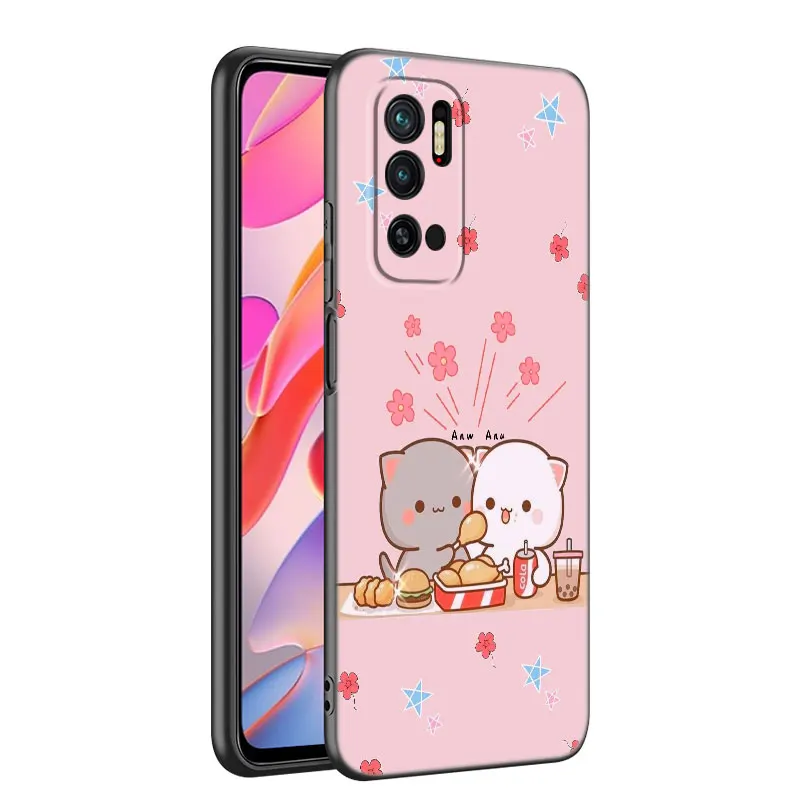 Peach And Goma Cat Black Phone Case For Xiaomi 10T 11 Lite 11T 12S 12X 13T 14 Pro A1 A2 POCO M3 M4 M6 X3 NFC X5 Pro F3 F5 image 5