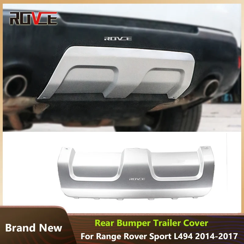 ROVCE For Land Rover Range Rover Sport 2014-2017 L494 Rear Bumper Guard Board Plate Rear Trailer Cover Car Accessories Silver