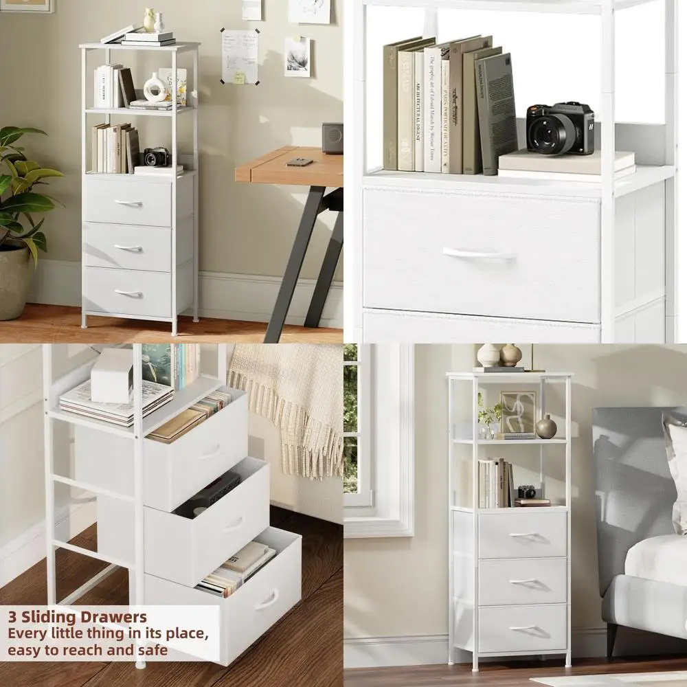 

3-уровневая книжная полка с ящиком, высокий стеллаж, настольный органайзер для книг, витрины для гостиной/спальни, белая кожаная отделка