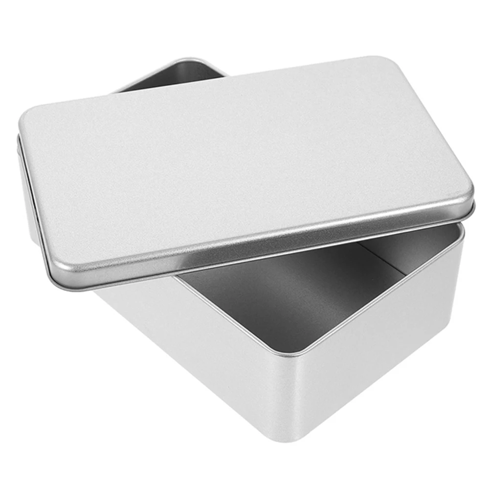 

1pcs Baking Dessert Cookie Storage Box Large Capacity Tinplate Silver Food Container Snack Portable Household Solution Cake
