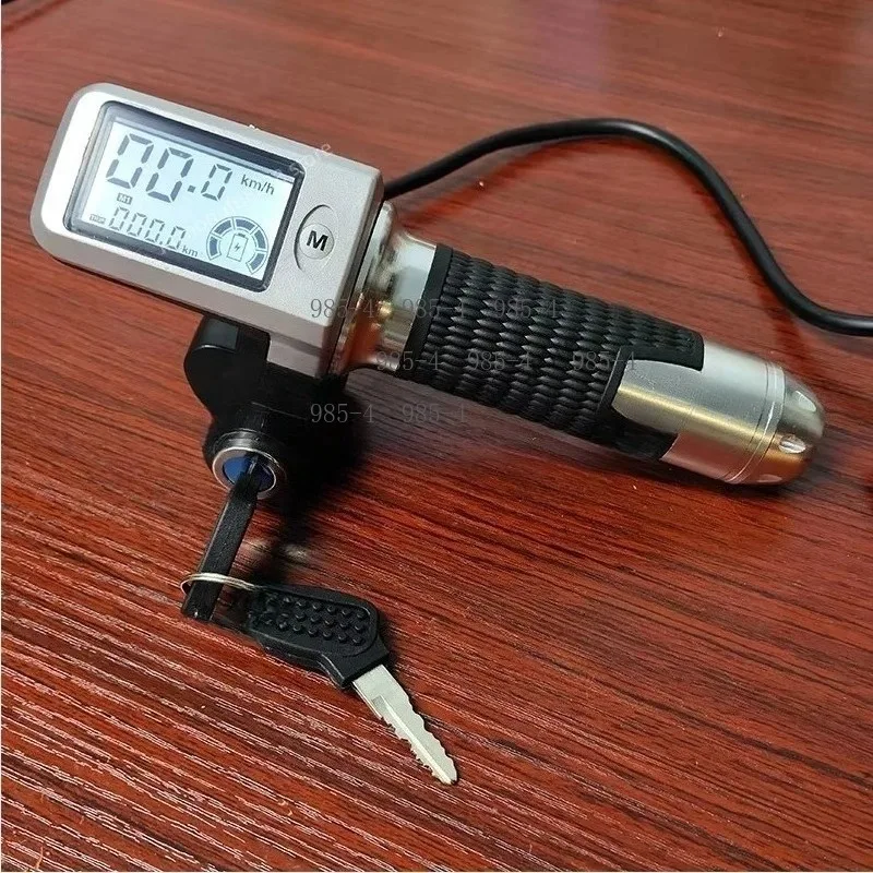 Electric Scooter Bicycle Handlebar Accelerator LCD Display Throttle with Speed Mileage Lock Function