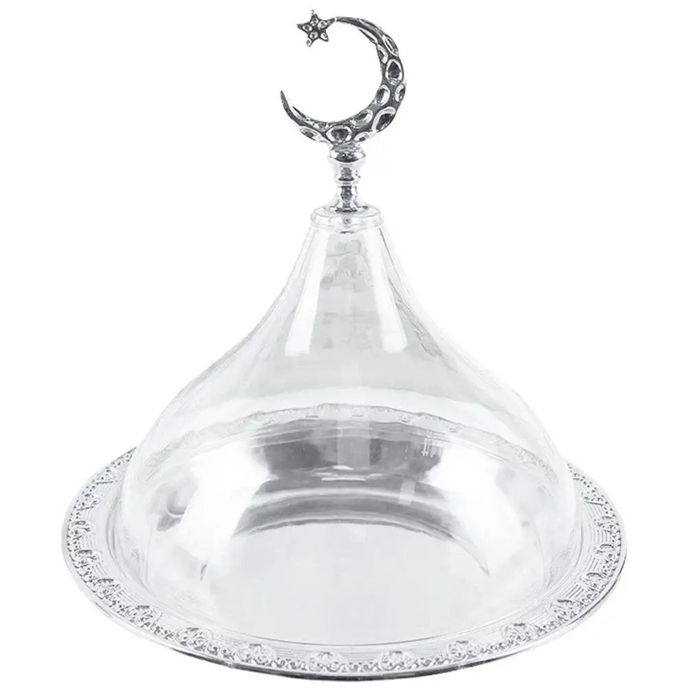 

Food Trays Transparent Lid Cake Pan Cover Chocolate Display Stand Plate for Wedding Household Dessert Silver Party Banquet