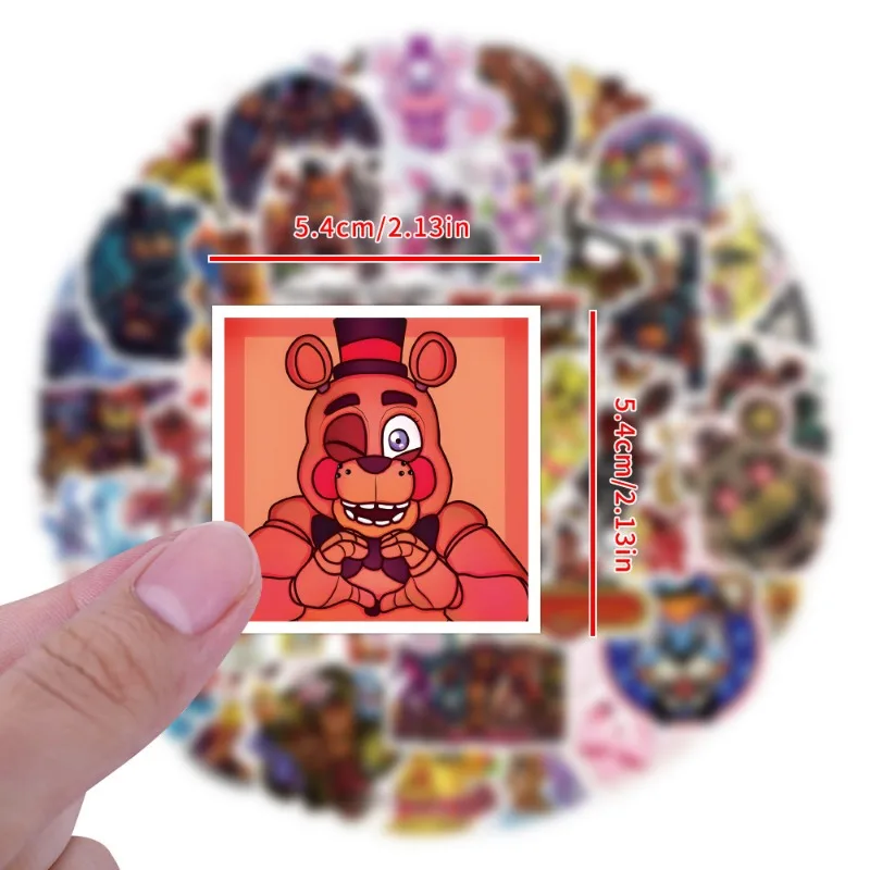 60ชิ้นห้าคืนที่สติ๊กเกอร์เกมของ Freddy ถ้วยน้ำเครื่องเขียนโทรศัพท์มือถือรถสกู๊ตเตอร์สติกเกอร์ตกแต่งแล็ปท็อป