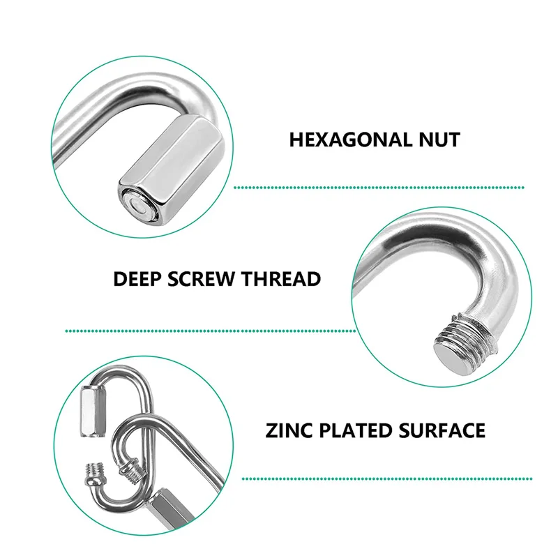 

B06C-Quick Links Chain Links Connector Carabiner Clips,Screw Lock Oval Locking Carabiner For Safety Chain Hammock