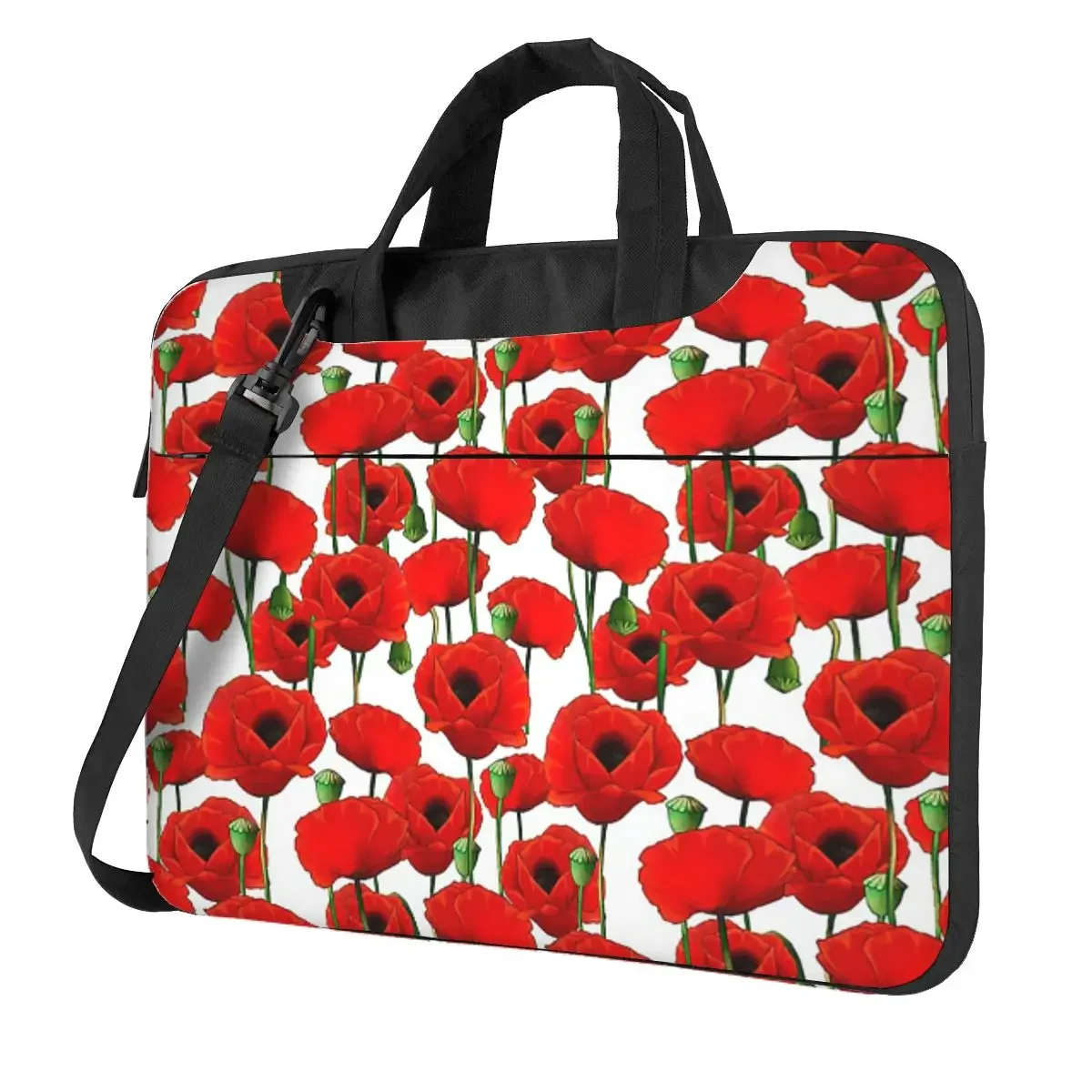 Poppy Pattern Crossbody Laptop Bag Case Computer Bag Resistant Protective Notebook Pouch for Macbook Pro Lenovo
