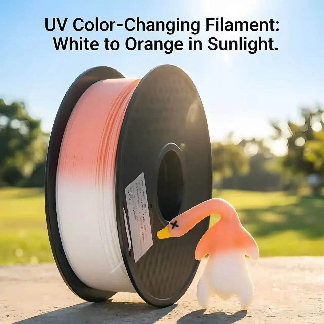 Color Gradient PLA+Filament 1.75mm 1kg,Photochromic UV Reactive 3D Printing Material,1 Spool-Shifts from White to Multiple color