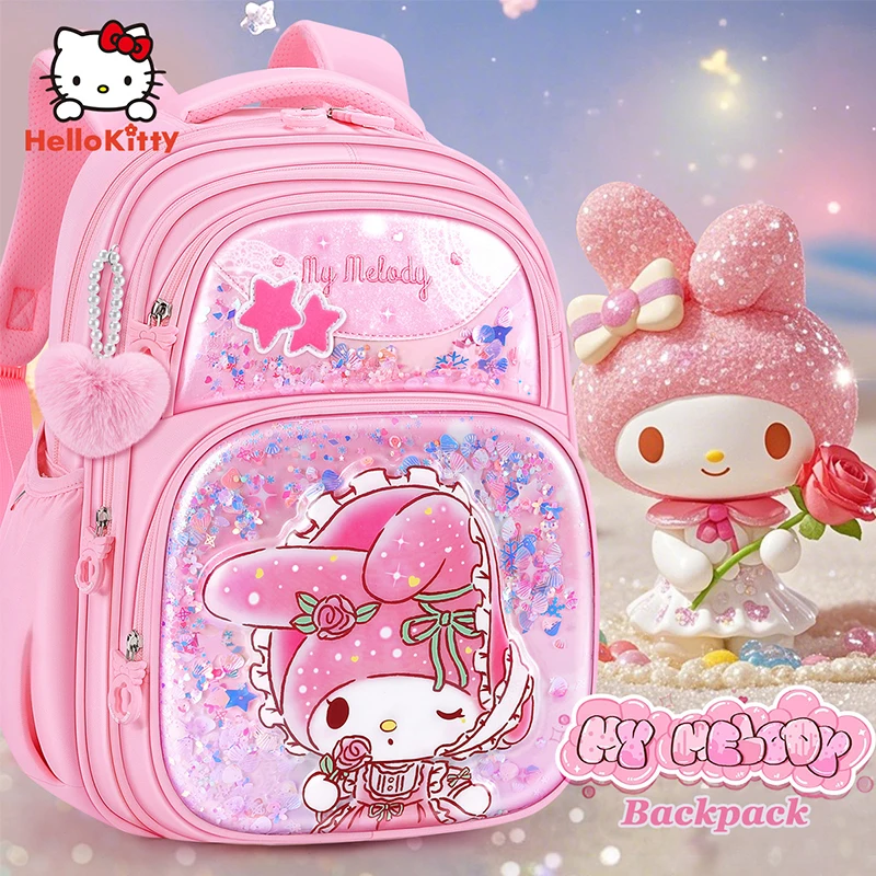 Miniso cinnamoroll kuromi melodia estudante dos desenhos animados mochila estudante primário bonito grau 1-4 mochila aluno saco de escola presente da menina