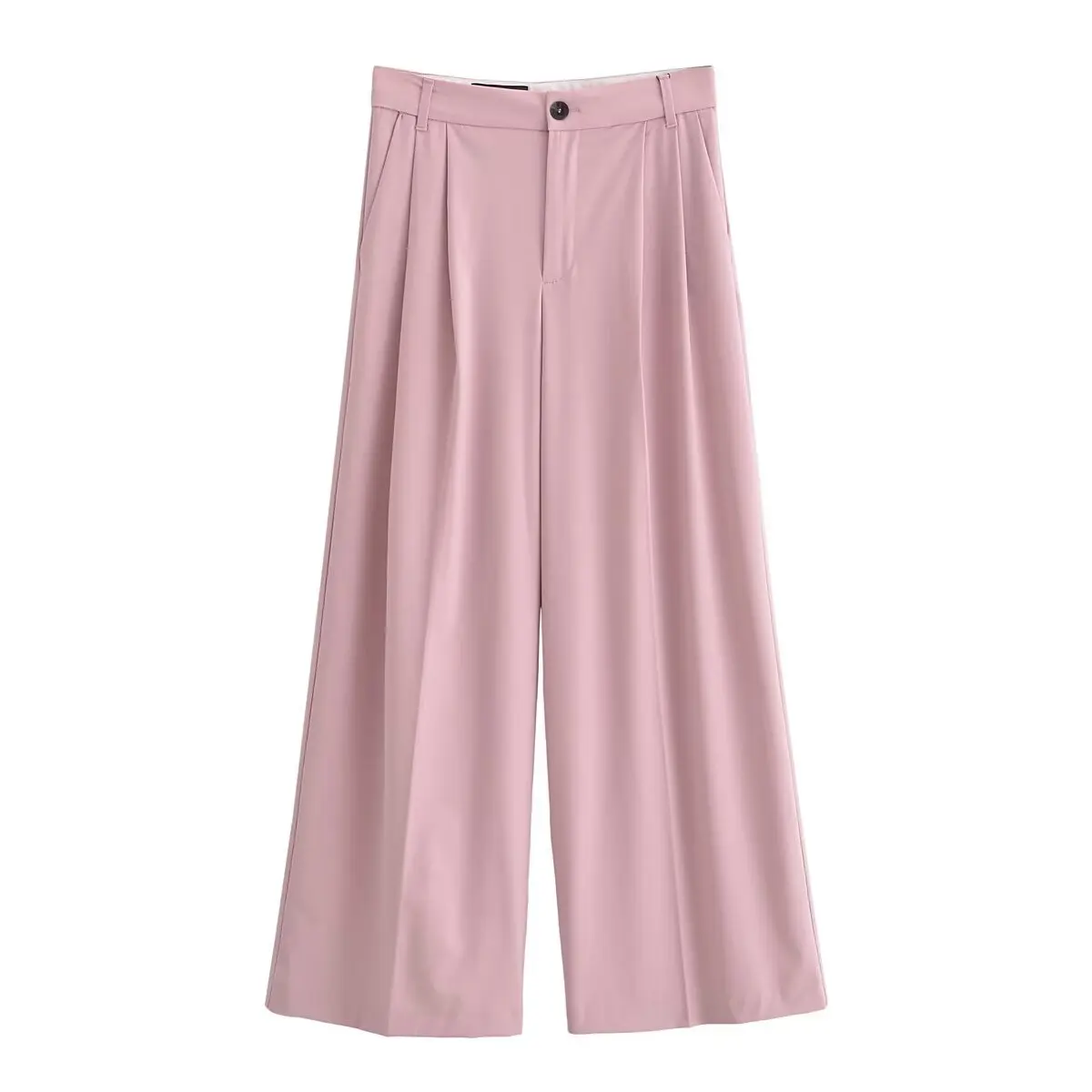 Fashionable Women's High Waist Straight Leg Pants Double Pleat Draping Cross-Border Style Soft Processed Three-acetate Fiber
