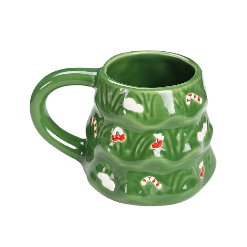 Imagem -03 - Caneca Cerâmica do Natal Estilo Americano Phnom Penh Árvore de Natal Copos de Café Copo Bonito Talheres