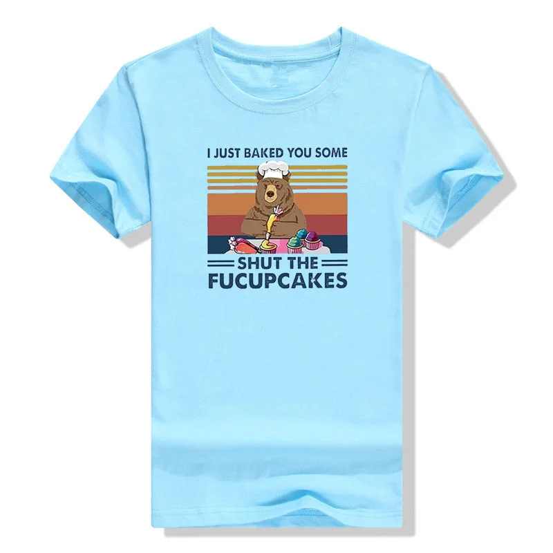 I Just Baked You Some Cakes T-Shirt, Cute Bear Pattern Shirt, Funny Graphic Clothes for Women Tops Y2k Foodie Joke Sayings Tee
