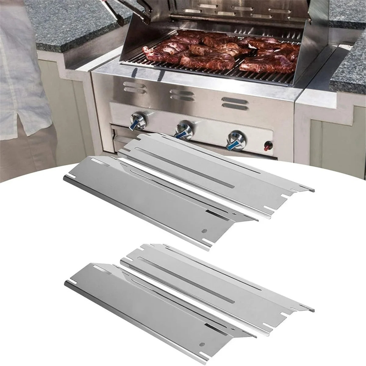 最新！ 調整可能なステンレス鋼ヒートプレートバーベキューガスグリル交換セット屋外調理アクセサリーキットキッチン用 3 個
