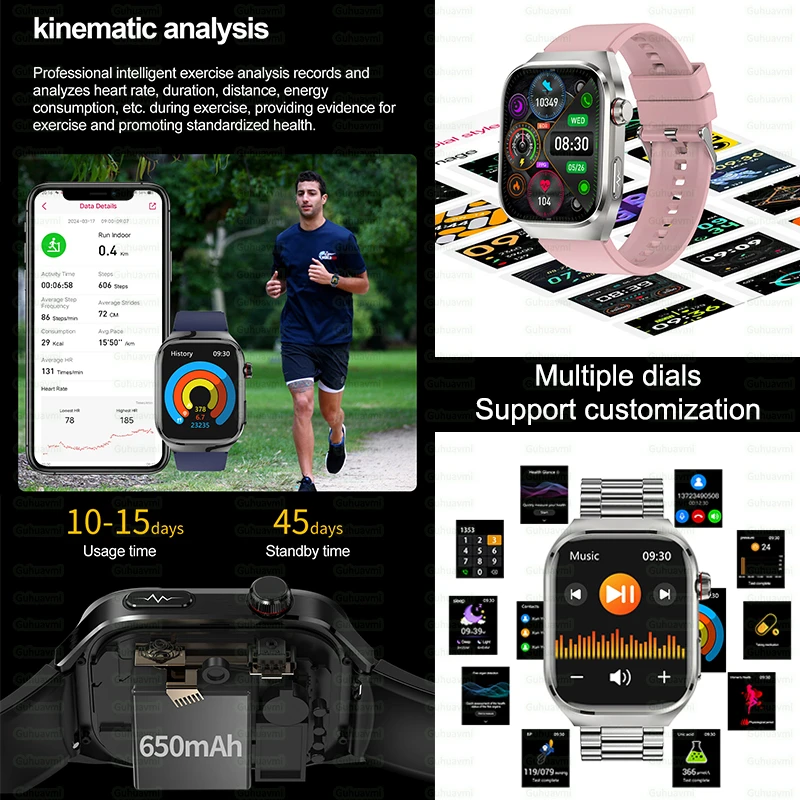 Medizinische Qualität Männer mikro körperliche Untersuchung Gesundheit Smartwatch fünf Organe Erkennung Blutzucker Herzfrequenz Fitness Uhren