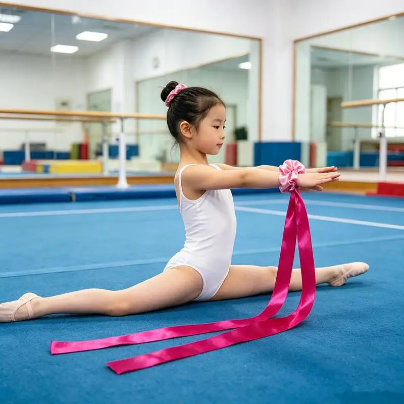 /HTF/Dance Accessories Polyester Gymnastics Long Ribbon Elastic Rainbow Ribbon Headband Multicolor Wrist Straps Cheerleading