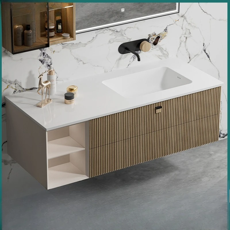 60CM Thin Table Basin Bright Skin Feeling Balcony Cabinet Bathroom Cabinet Ceramic Integrated Wash Single Basin