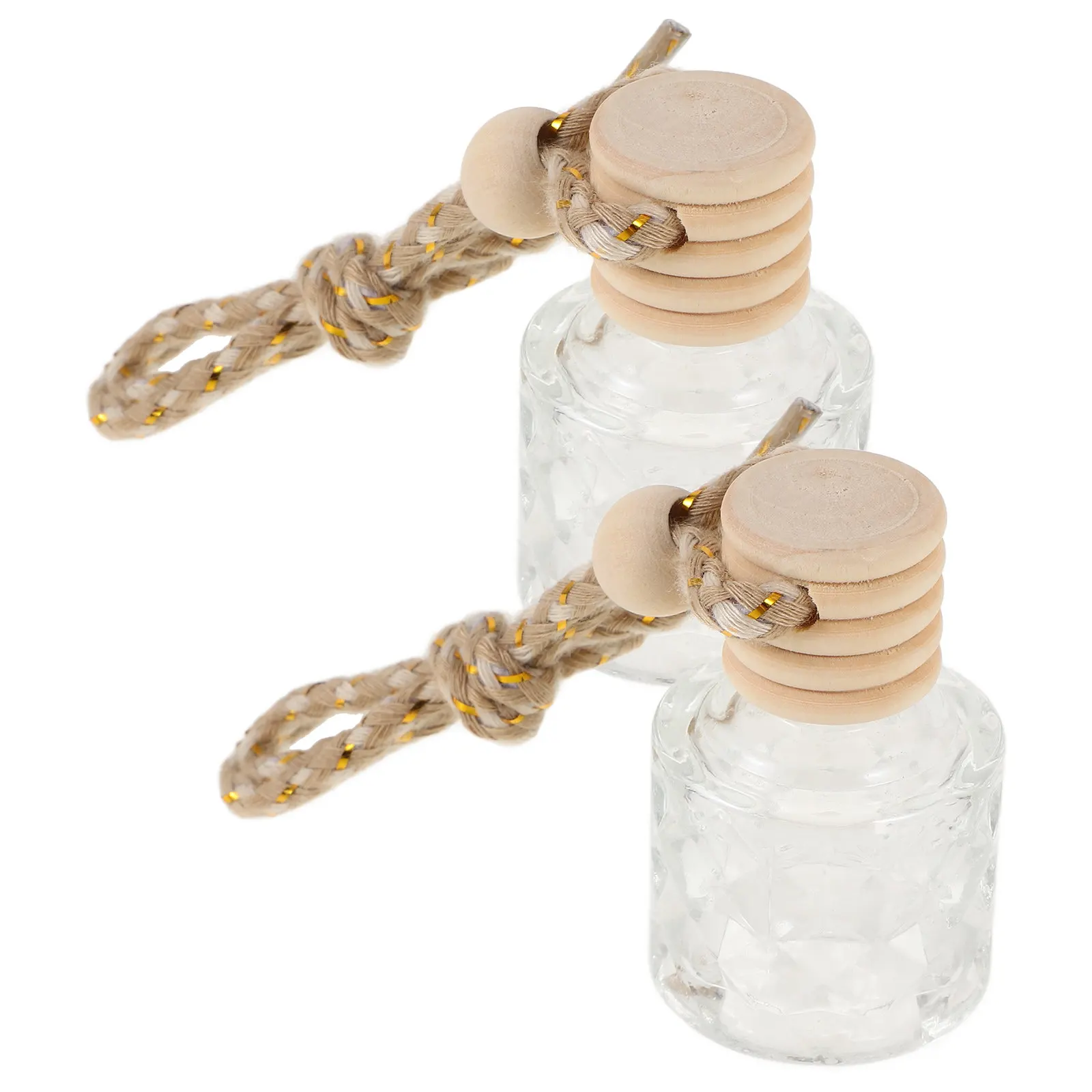 

2Pcs Hanging Car Air Freshener Diffuser Bottles Refillable Glass Aroma Diffuser Pendant for Car Home Office Essential Oil