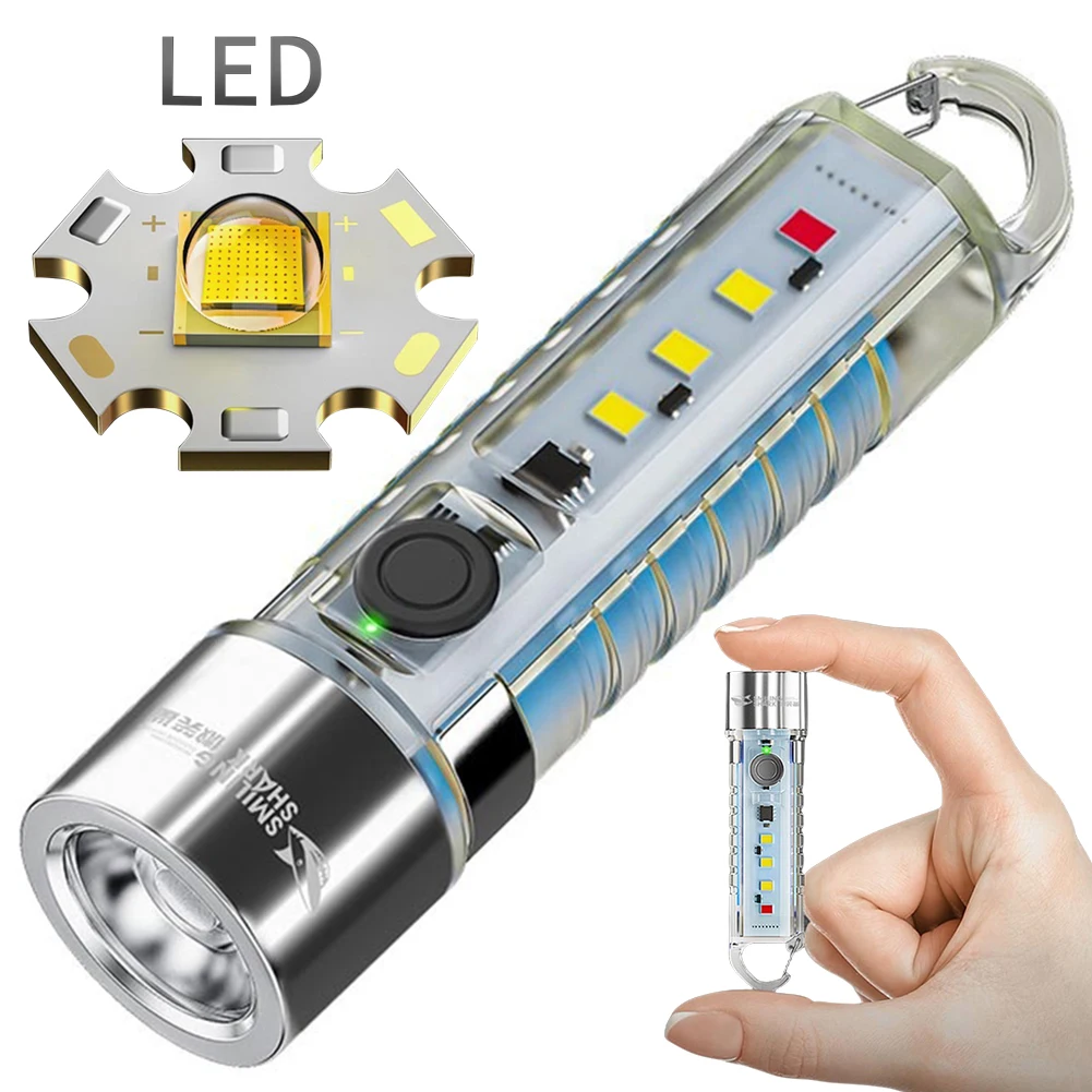 LED SMD Mini Flashlight with Clip Handheld Flashlight Luminous Portable EDC Flashlight for Outdoor Camping Hiking Emergency