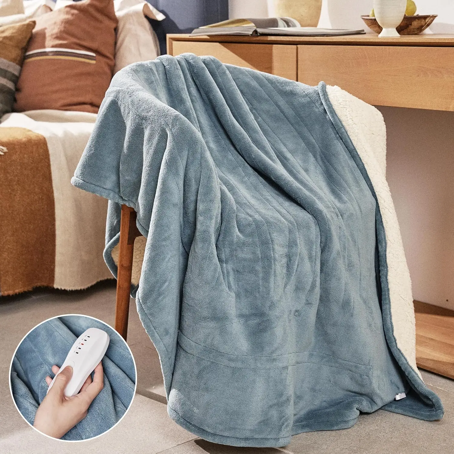 

Electric Heated Blanket 50x60 Inches, 5 Heat Settings & Auto Shut-Off, Machine Washable, ETL/FCC Certified (Blue)