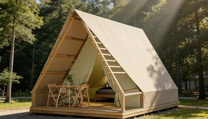 Outdoor campground Internet celebrity triangle tent wooden house A-level barbecue camp small tent