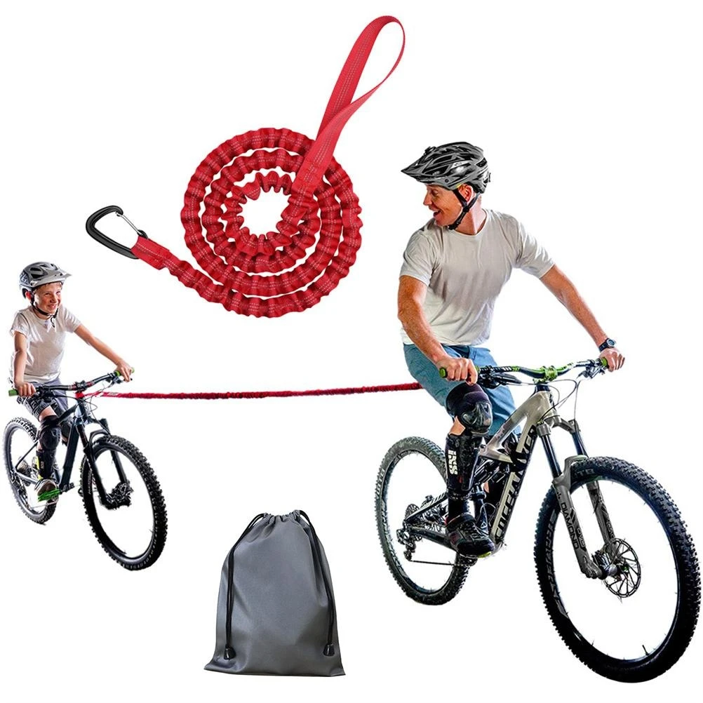 Tow Rope Outdoor Children Adult MTB Elastic Belt for Mountain Bike Reflective Traction Rope with Storage Bag