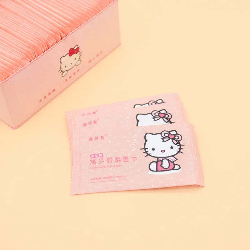 Sanrio Hello Kitty Wet Wipes Kawaii Cute Anime Independent Packaging Kindergarten Kids Student Cleaning Hand and Mouth Y2K Toys