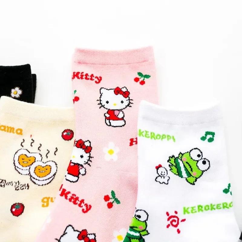 1pair Sanrio Socks Melody Cinnamoroll Women\'s Sweet Cartoon Hello Kitty Kirby Cute Kids Socks Girls Little Girl Socks