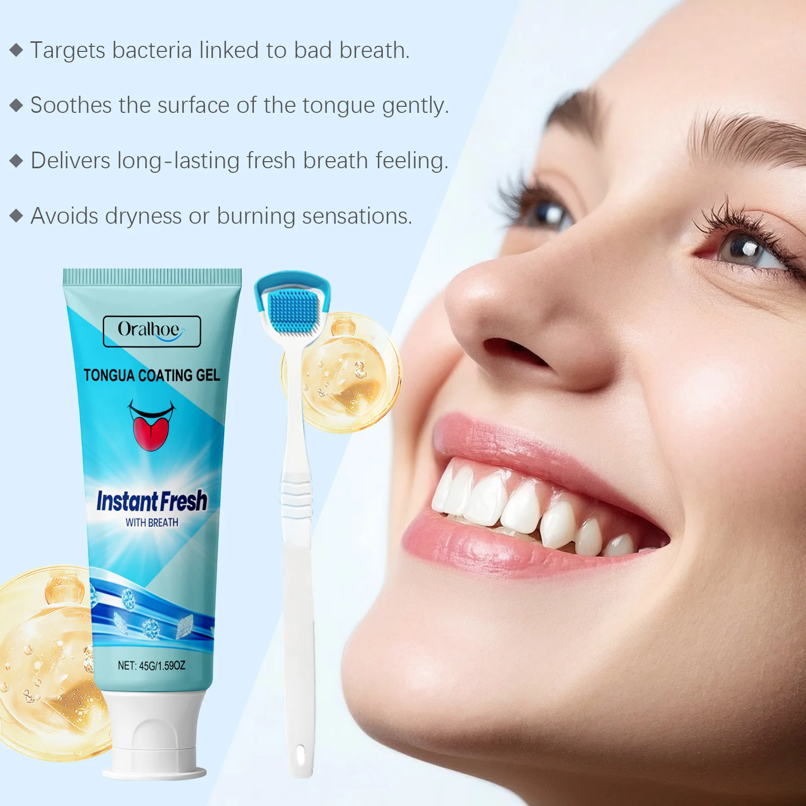 ORALHOE Tongue Coating Cleaning Gel Fresh Breath Remove Bad Breath Eliminate Bacteria Preventing Tooth Decay Oral Care Gel